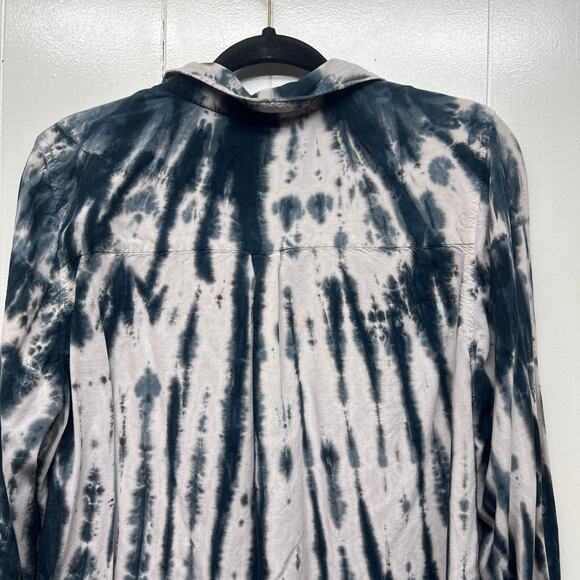 Women's Button Front Tie Dye Shirt Size XL Long Sleeve Ceam & Gray - Picture 7 of 12